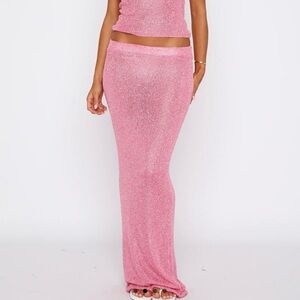 White Fox Star Shining Sequin Knit Maxi Skirt